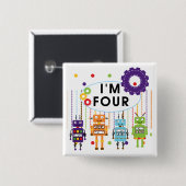 ロボット4th誕生日Tシャツとギフト 缶バッジ (正面&裏面)