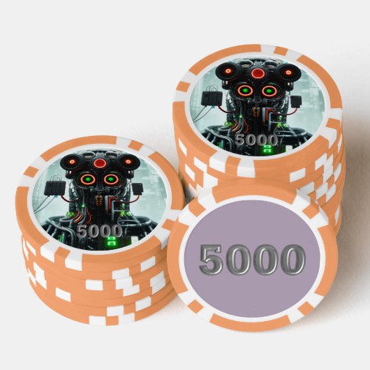 ロボット5オレンジ5000ストライプのトランプのポーカーチップ ポーカーチップ (積み重ね)