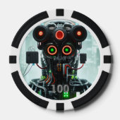 ロボット5ブラック100ストライプのトランプのポーカーチップ ポーカーチップ (正面)