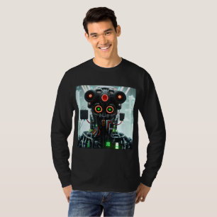 ロボット5人黒長袖Tシャツ Tシャツ