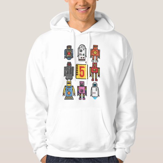 ロボット5歳の誕生日 - 数字入りレトロロボット パーカ (正面)