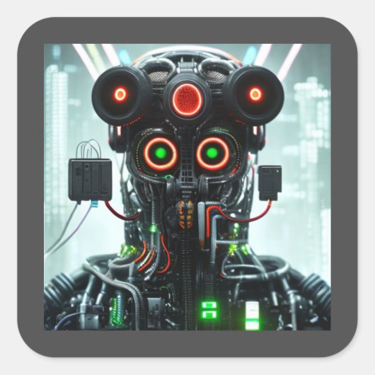 ロボット5角形ステッカー スクエアシール (正面)