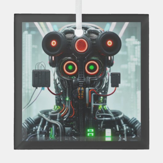 ロボット5 スクエア ガラスオーナメント (正面)
