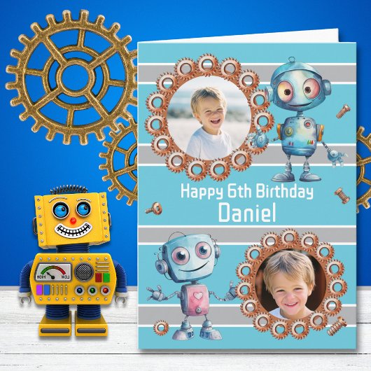 ロボット6歳の誕生日カード 2枚の写真 カード