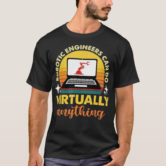 ロボット・エンジニアは事実上あらゆるレトロを実行 Tシャツ (正面)