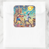 ロボット・シェフ対カンガルー・ボクサーの対決 スクエアシール (バッグ)