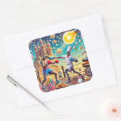 ロボット・シェフ対カンガルー・ボクサーの対決 スクエアシール (封筒)