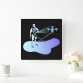 ロボット スクエア壁時計 (ホーム)