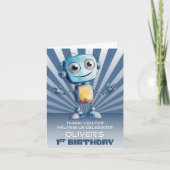 ロボット テーマ 1歳 誕生日 ありがとう サンキューカード (正面)