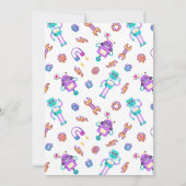 ロボット・パーティー・ガール・ピンクの誕生日 招待状 (裏面)