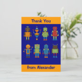 ロボット フレンズ 子供の名前入り フラット サンクスカード  サンキューカード (スタンド正面)