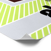 ロボット、ライムグリーンとホワイトストライプロボット ポスター (角)