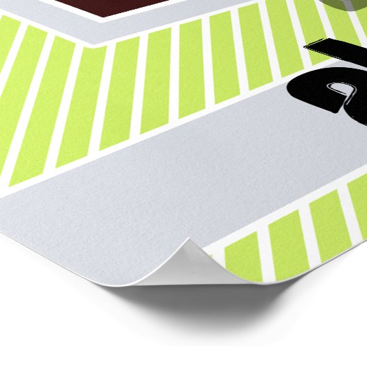 ロボット、ライムグリーンとホワイトストライプロボット ポスター (角)
