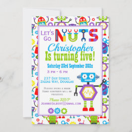 ロボット レッツ ゴー ナッツ バースデー パーティー 招待状