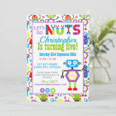 ロボット レッツ ゴー ナッツ バースデー パーティー 招待状 (スタンド正面)