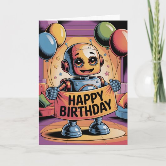 ロボット 子供 誕生日 カード (正面)
