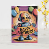ロボット 子供 誕生日 カード (黄色い花)