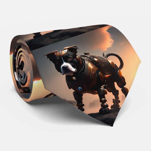 ロボット(犬)スタッフォードブルテリアネックタイ ネクタイ (ロール)