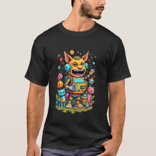 ロボット 猫 モンスター ファンタジー 楽しい Tシャツ