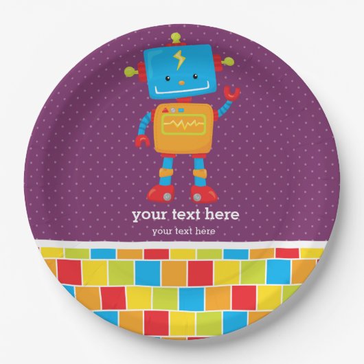 ロボット*背景色の選択 ペーパープレート (正面)
