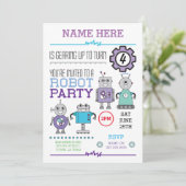 ロボット 誕生日パーティー 青いギア コグ ロボット 招待状 (スタンド正面)