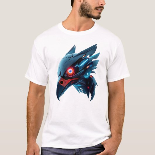 ロボット《鳥》ハヤブサ顔アート Tシャツ (正面)