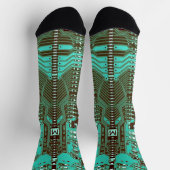 ロボットPCBマイクロチップターコイズギーク モノグラムの ソックス (上部)