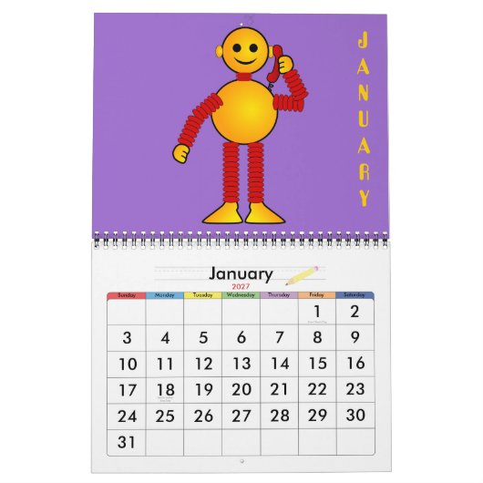 ロボットSFアニメおもしろいSF カレンダー (1月 2027)