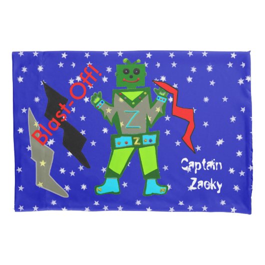 ロボットSpaceships Kids標準枕ケース 枕カバー (正面左)