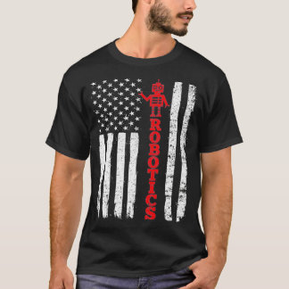 ロボティクス米国旗ロボット Tシャツ