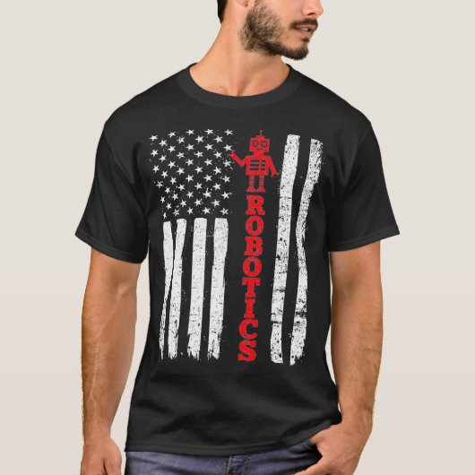 ロボティクス米国旗ロボット Tシャツ (正面)