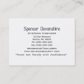 ロボティックカニのプロフェッショナル3.5" x 2.5" 名刺 (裏面)