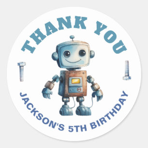 ロボモダンットサンキュー子供の誕生日 ラウンドシール