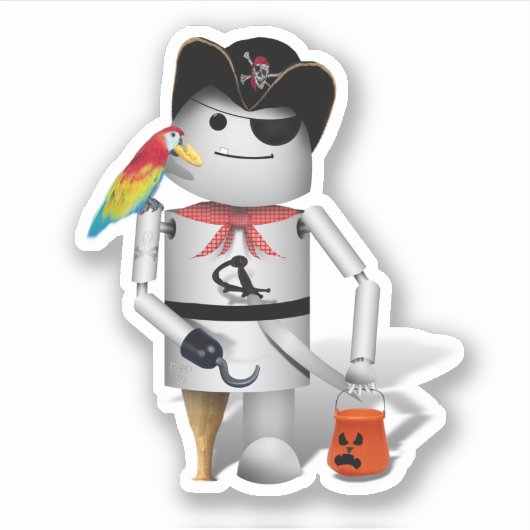ロボ-x9 ロボット 海賊 ハロウィン シール (正面)