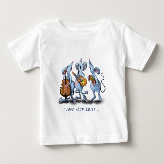 ロマおもしろいンティックマウスバンド-テキストの追加 ベビーTシャツ (正面)