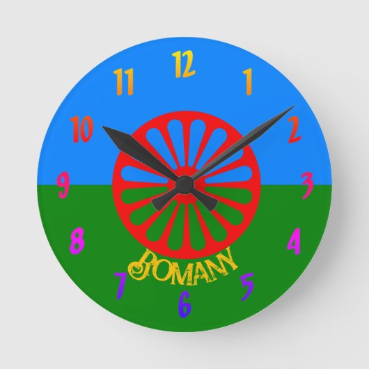 ロマイ国旗の丸い時計 ラウンド壁時計 (正面)