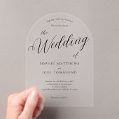 ロマエレガントよくはしゃぐティなブラック結婚スクリプト アクリル招待状 (インサイチュ (ポータブル))