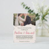 ロマエレガントモダンティックなミニマル結婚主義写真 インビテーションポストカード (スタンド正面)