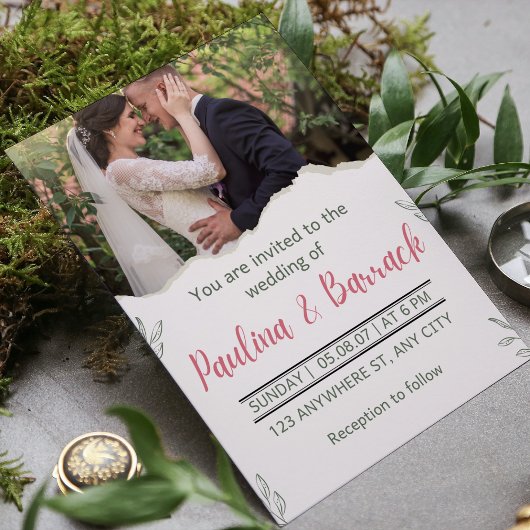 ロマエレガントモダンティックなミニマル結婚主義写真 招待状