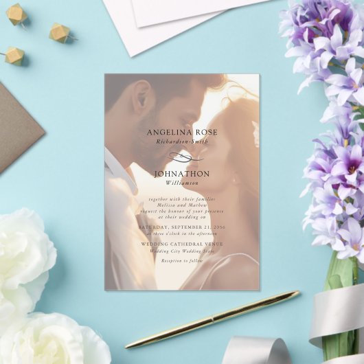 ロマエレガントモダンティ写真結婚の アクリル招待状 (インサイチュ (ウェディング))