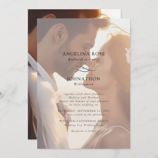 ロマエレガントモダンティ写真結婚の 招待状 (正面/裏面)