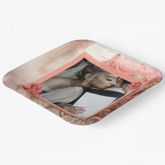 ロマエレガントモダント結婚ス ペーパープレート (傾斜あり)