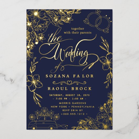 ロマエレガントンス | バラ金結婚箔 箔招待状 (正面)