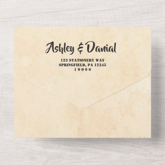 ロマエレガントンチカップル漫画本をテーマに結婚した オールインワン招待状 (裏面)