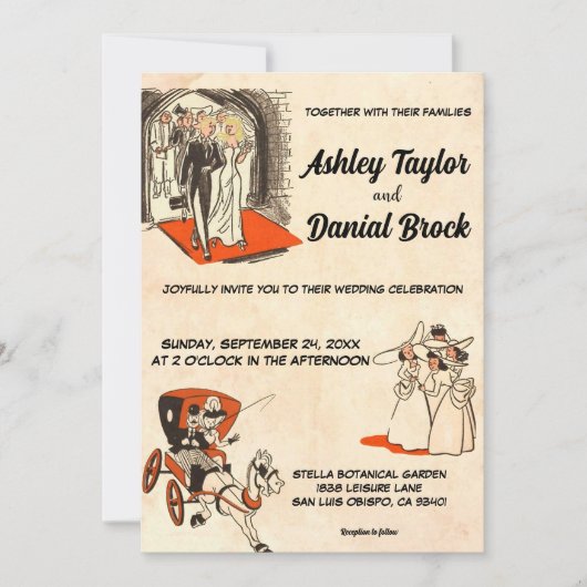 ロマエレガントンチカップル漫画本をテーマに結婚した 招待状 (正面)