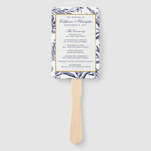 ロマエレガントンチネイビー青金ゴールドボタニッ結婚クス ハンドファン (正面)