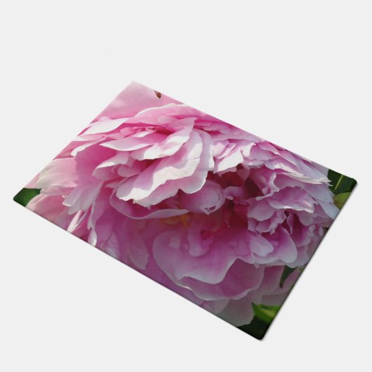 ロマエレガントンピンクのフローラの花ピンクの牡丹 ドアマット (アングル)