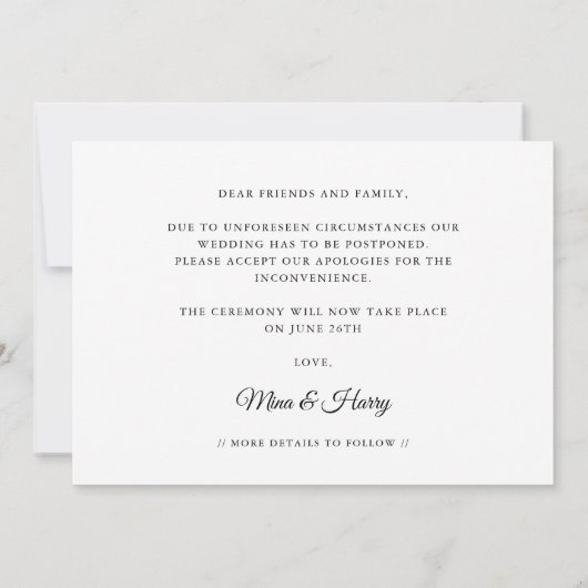 ロマエレガント救ン結婚トの新しい日 案内状 (裏面)