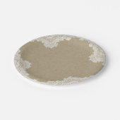 ロマエレガント素朴ンスホワイトレース&クラフト結婚ズ ペーパープレート (アングル)