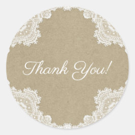 ロマエレガント素朴ンスホワイトレース&クラフト結婚ズ ラウンドシール